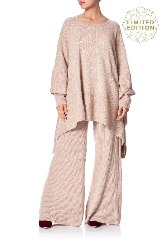 KNITTED PANT WITH SIDE DETAIL ALL MY AVIGNON Warm Wool Trousers
