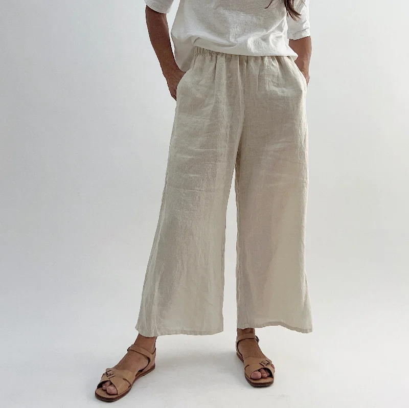 Cut Loose | Hanky Linen Full Crop Pant in Jicama Casual Yoga Pants