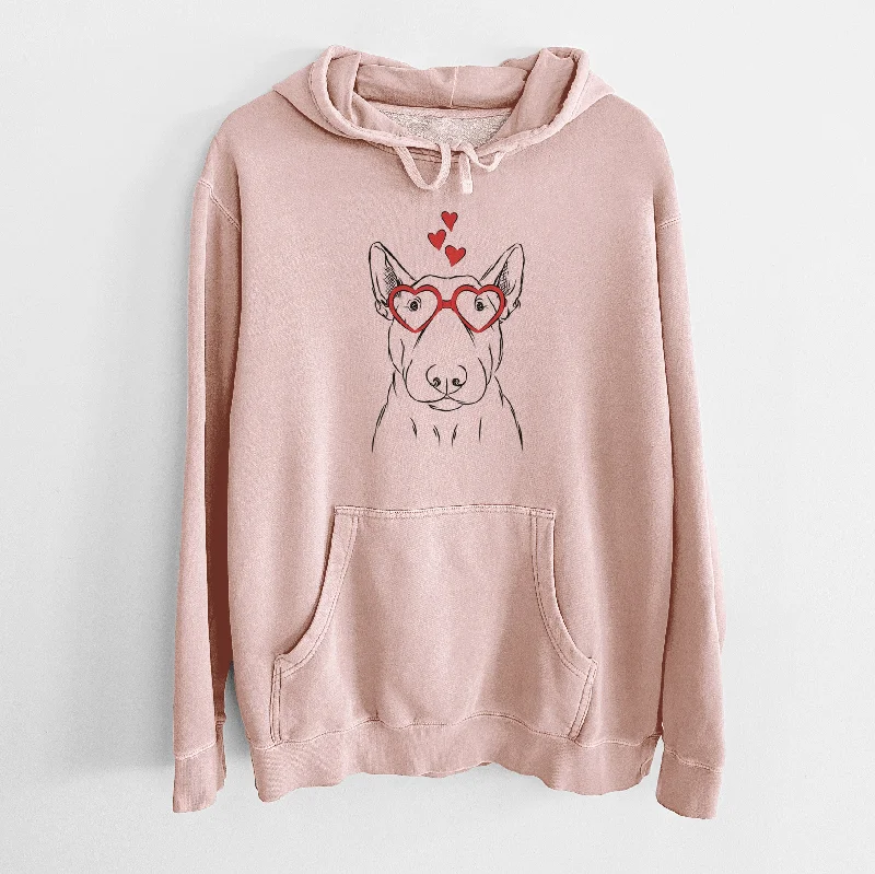 Valentine Jett the Bull Terrier - Unisex Pigment Dyed Hoodie Hoodie with Hem Contrast Bold Stylish