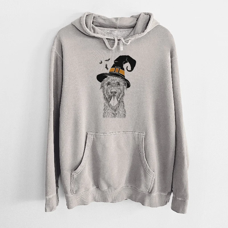 Witch Sullivan the Irish Wolfhound - Unisex Pigment Dyed Hoodie Hoodie with Zipper Placket Modern Functional