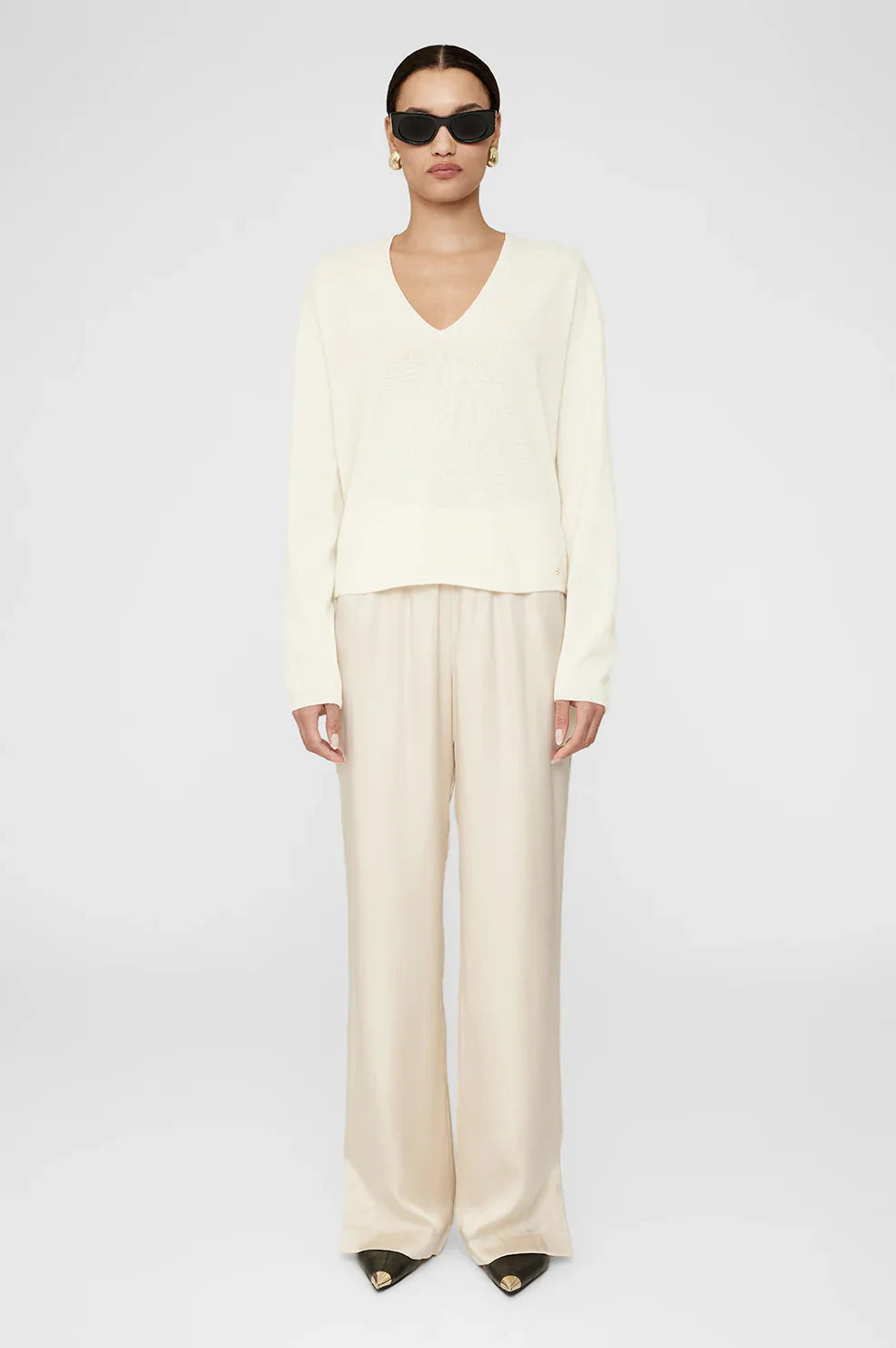 Anine Bing - Aden Pant in Sand Relaxed Casual Leggings