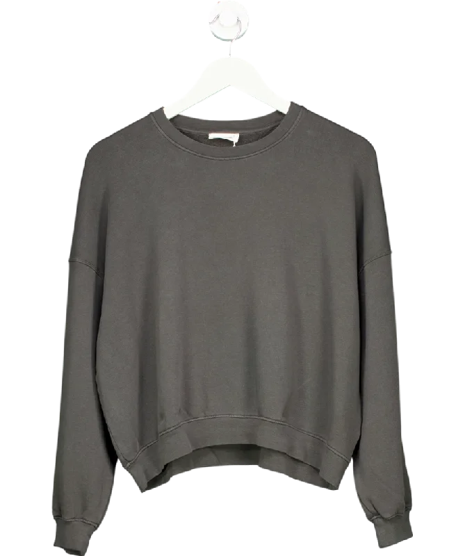 American Vintage Grey Hapylife Cotton Sweatshirt UK S Hoodie with Snap Buttons Easy Quick
