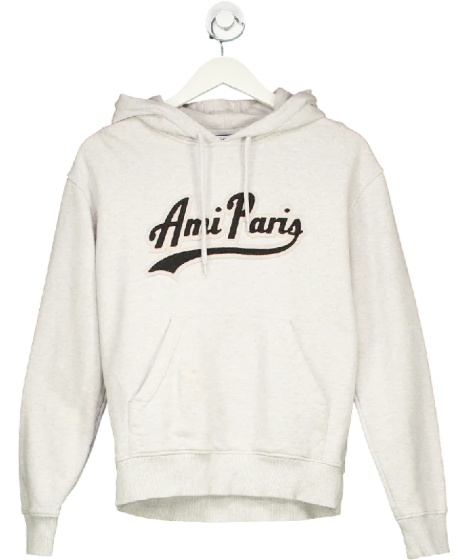 Ami Paris Grey Ami De Coeur Hoodie UK 8 Hoodie with Lining Warm Insulated