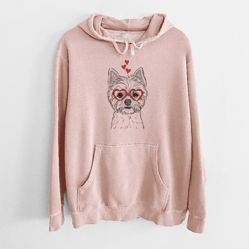Valentine Chewy the Yorkshire Terrier - Unisex Pigment Dyed Hoodie Hoodie with Hem Applique Textured Unique