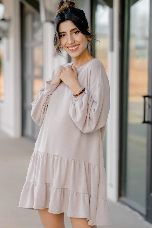Send You Love Oat White Tiered Dress Tunics Solid Classic
