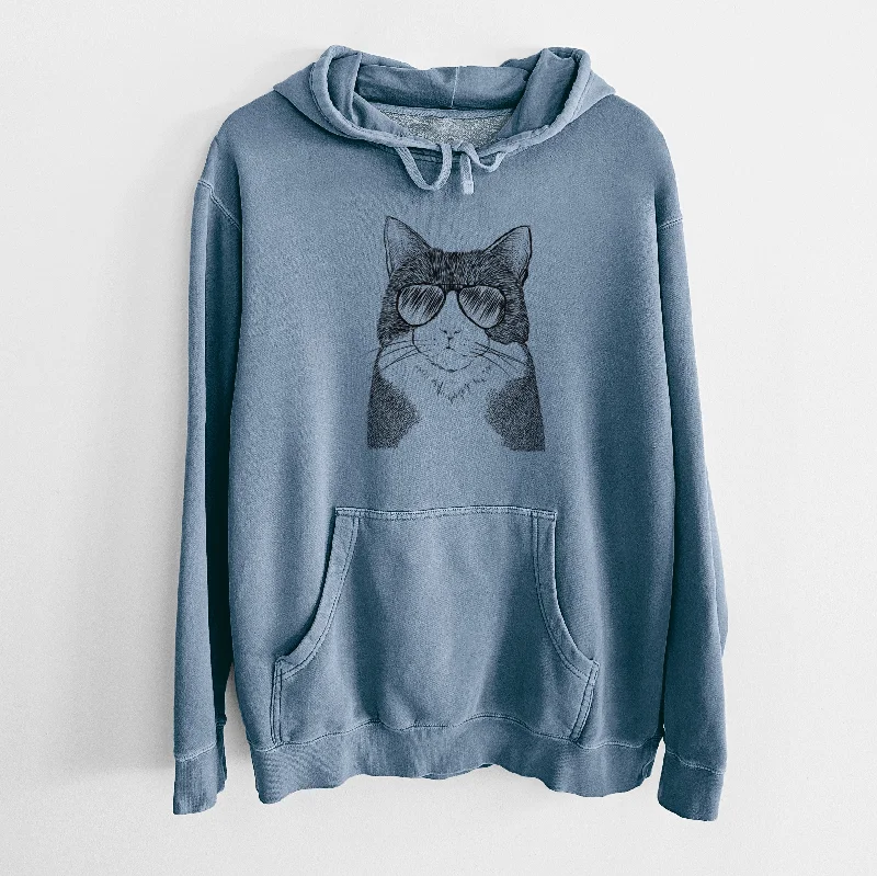 Aviator Tux the Tuxedo Cat - Unisex Pigment Dyed Hoodie Hoodie with Crew Neck Simple Timeless