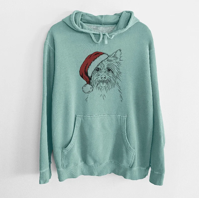 Santa Hat Calum the Cairn Terrier - Unisex Pigment Dyed Hoodie Hoodie with Slim Fit Tailored Modern
