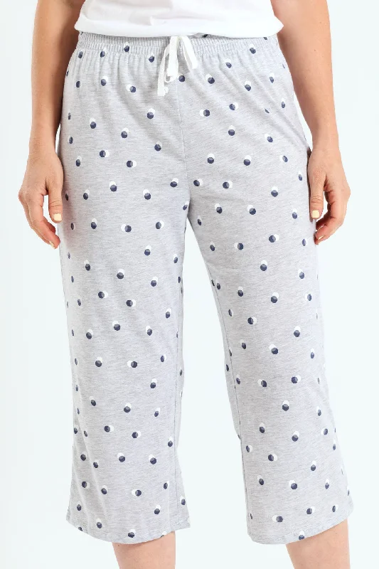 Spot Capri Pant - Grey Melange Stylish Harem Pants