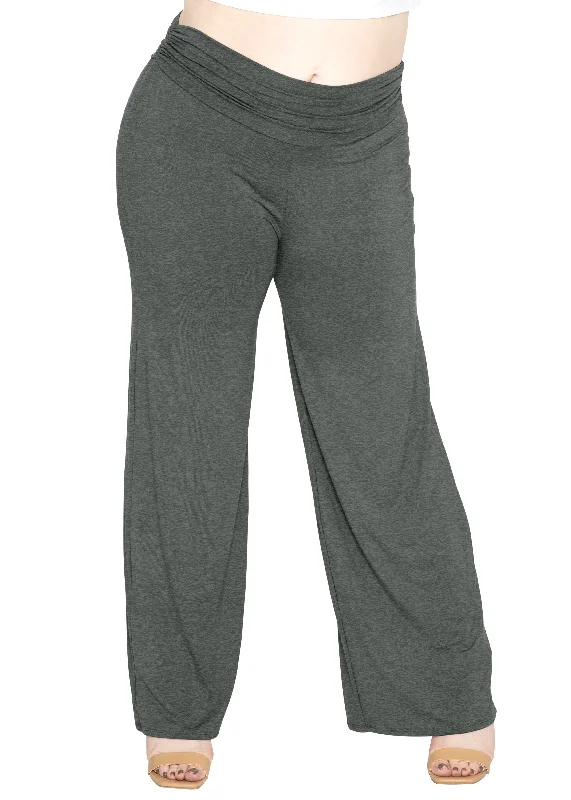 Plus Size Flowy Stretchy Wide Leg Palazzo Pants Cozy Knit Pants