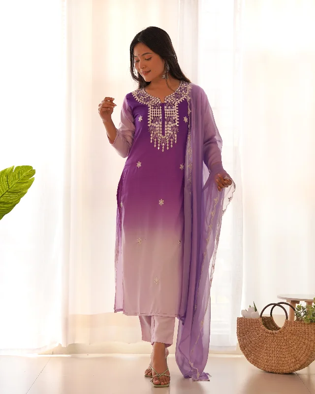 Women V Neck Embroidered Work Rayon Fabric Kurta & Pant With Dupatta Set Formal Stretch Pants Women V Neck Embroidered Work Rayon Fabric Kurta & Pant With Dupatta Set Formal Stretch Pants