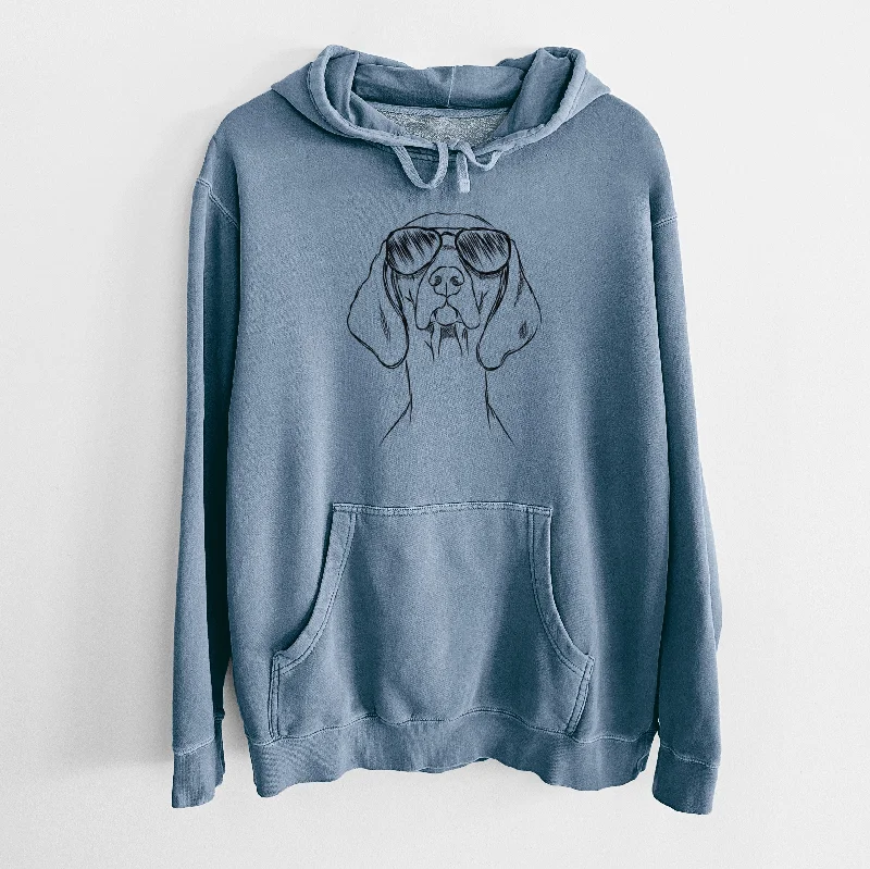 Aviator Sawyer the Vizsla - Unisex Pigment Dyed Hoodie Hoodie with Color Block Contrast Stylish