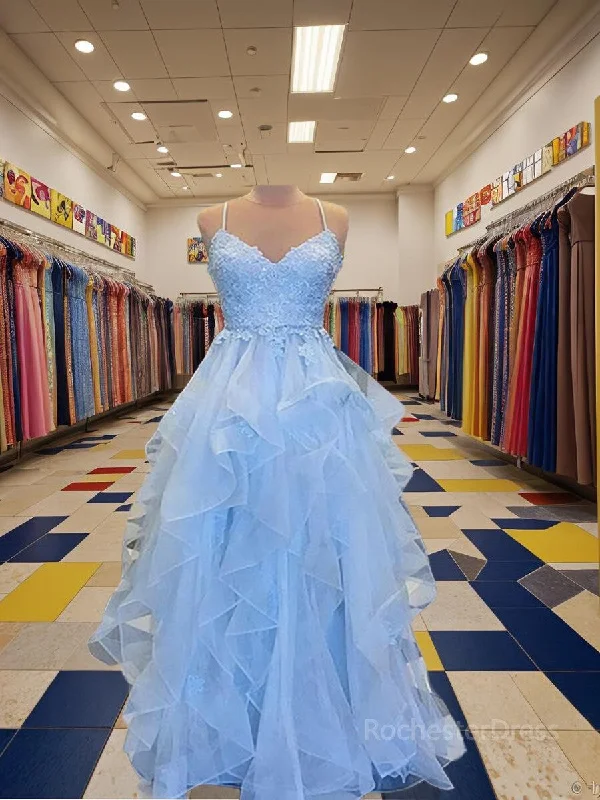 A-Line/Princess Spaghetti Straps Floor-Length Tulle Evening Dresses With Appliques Lace Tunics Bridal satin A-Line/Princess Spaghetti Straps Floor-Length Tulle Evening Dresses With Appliques Lace Tunics Bridal satin