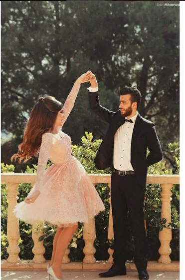 Long Sleeve A-line Knee Length Blush Pink Lace Prom Dress,Short Lace Homecoming Dress sweetheart Neckline Romantic Long Sleeve A-line Knee Length Blush Pink Lace Prom Dress,Short Lace Homecoming Dress sweetheart Neckline Romantic