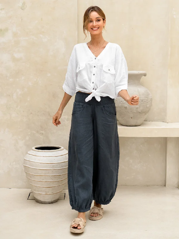 Sadhu French Linen Pants Charcoal Formal Dress Pants