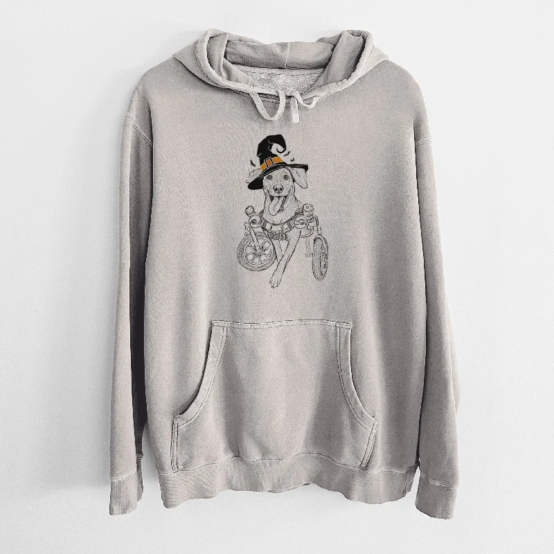 Witch Hannah the Pitbull Mix - Unisex Pigment Dyed Hoodie Hoodie with Elastic Cuffs Stretchable Comfortable