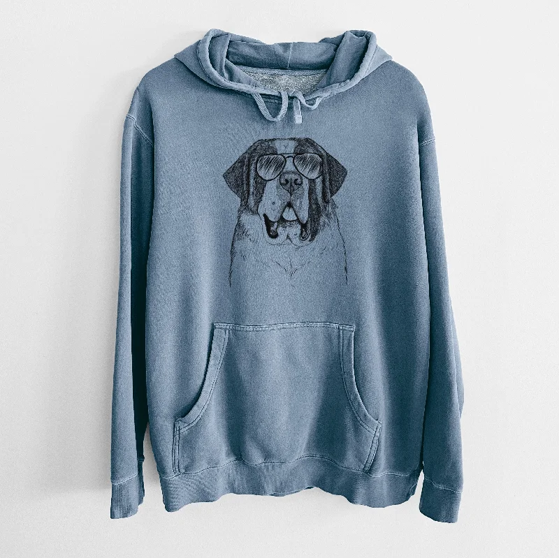 Aviator Thor the Saint Bernard - Unisex Pigment Dyed Hoodie Hoodie with Pastel Soft Subtle