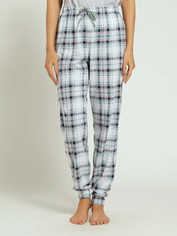 Check Jogger Pj Pants - Duck Egg Casual Skinny Fit Pants