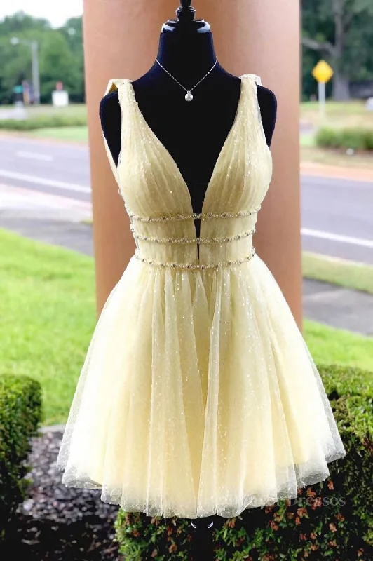 Cute yellow tulle short prom dress, yellow homecoming dress Tunics Leisure comfortable Cute yellow tulle short prom dress, yellow homecoming dress Tunics Leisure comfortable