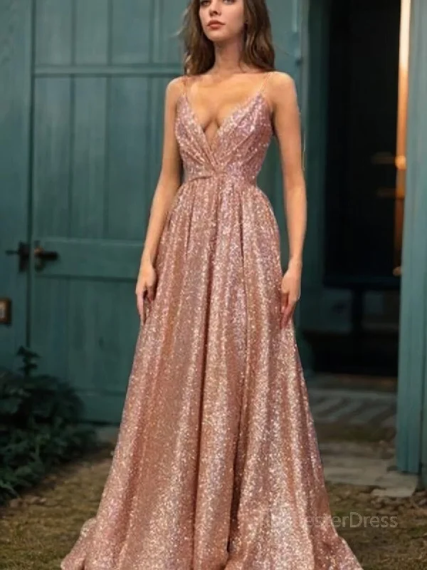 A-Line/Princess Spaghetti Straps Floor-Length Sequins Evening Dresses With Ruffles Tunics Designer luxury A-Line/Princess Spaghetti Straps Floor-Length Sequins Evening Dresses With Ruffles Tunics Designer luxury