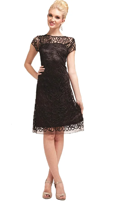 Cinderella Divine - 1921 Lace Bateau Cocktail Dress Crew Neckline Sporty