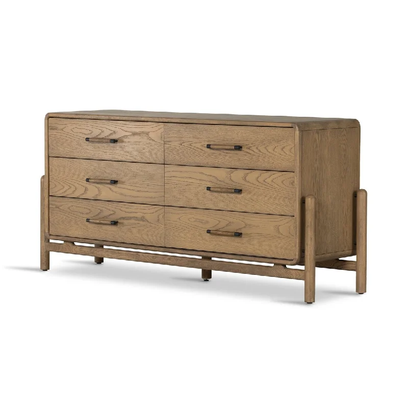 Caroline 6 Drawer Dresser, Smoked Oak Veneer Tunics Bestseller popular