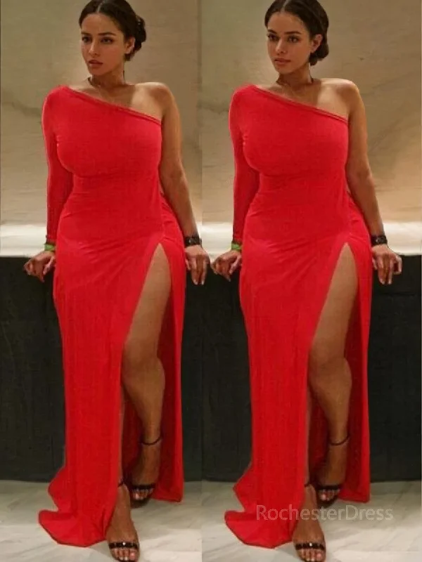 Sheath/Column One-Shoulder Sweep Train Spandex Evening Dresses With Ruffles Tunics Practical easy-care Sheath/Column One-Shoulder Sweep Train Spandex Evening Dresses With Ruffles Tunics Practical easy-care
