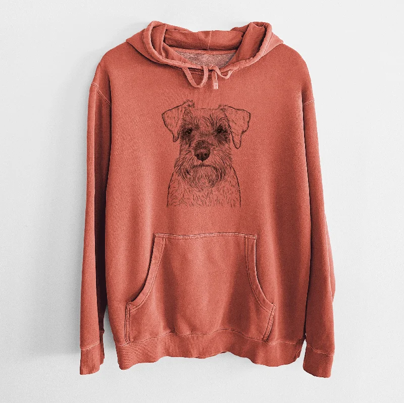 Bare Smokey the Miniature Schnauzer - Unisex Pigment Dyed Hoodie Hoodie with Frayed Bohemian Relaxed