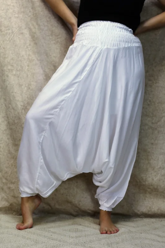 Plain White Harem Pants-Free Size Fashionable Track Pants