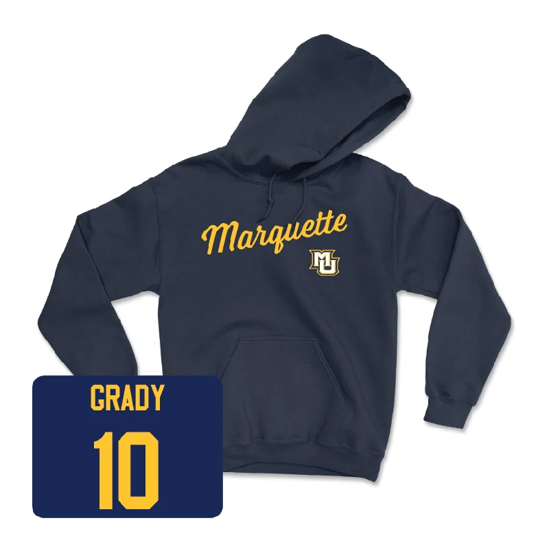 Navy Women's Lacrosse Script Hoodie - Lauren Grady Hoodie Dress Longline Feminine