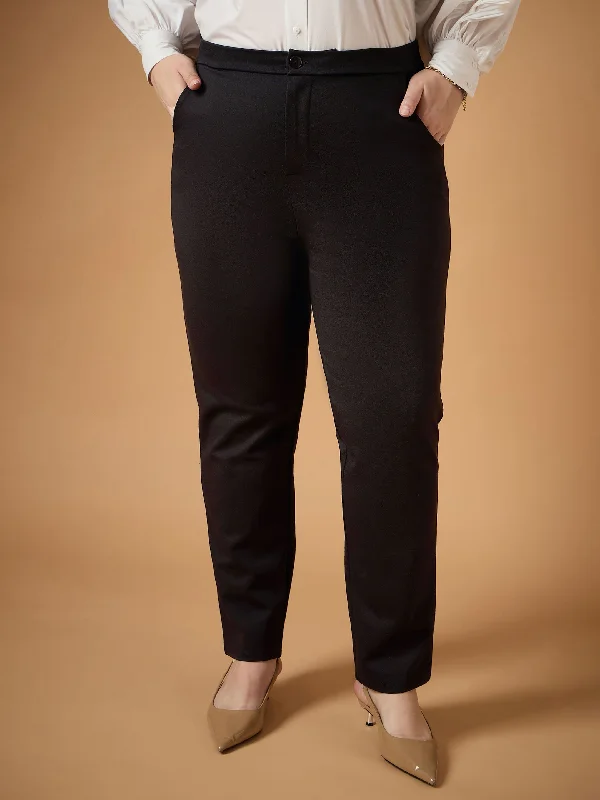 Women Black Mom Fit Pants Relaxed Casual Leggings
