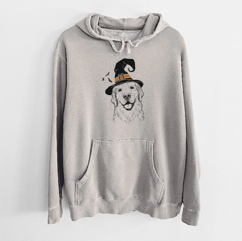 Witch Griffin the Golden Retriever - Unisex Pigment Dyed Hoodie Hoodie with Back Slit Movement Comfort