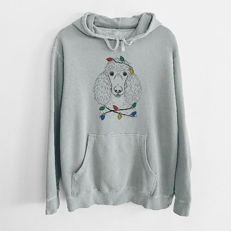 Christmas Lights Giovanni the Poodle - Unisex Pigment Dyed Hoodie Hoodie with Logo Branding Identity