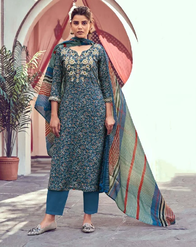 Women's Unstitched Modal Silk Suit Dress Material with Embroidery Tunics Sophisticated sleek Women's Unstitched Modal Silk Suit Dress Material with Embroidery Tunics Sophisticated sleek