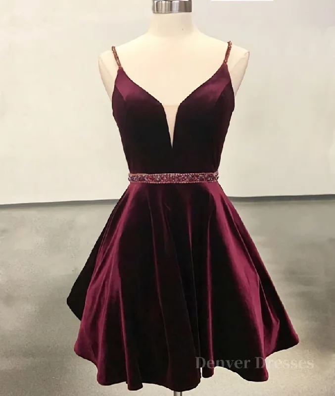 Simple v neck velvet short burgundy prom dress, burgundy homecoming dress Tunics Canvas sturdy Simple v neck velvet short burgundy prom dress, burgundy homecoming dress Tunics Canvas sturdy