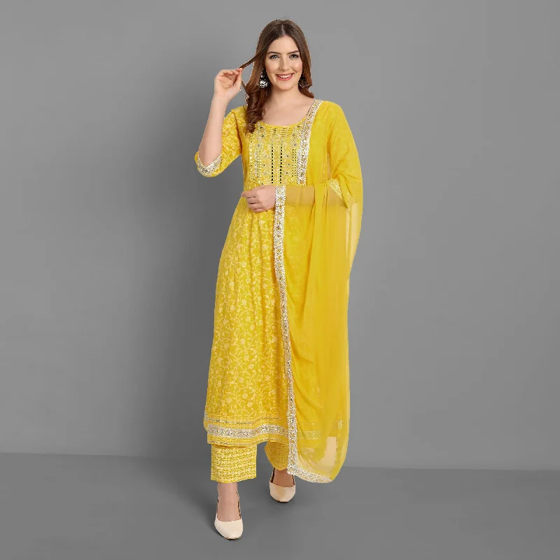 Women's Anarkali Rayon Printed Embroidered Kurta With Pant And Dupatta -SINGNI USA Chic Faux Leather Pants Women's Anarkali Rayon Printed Embroidered Kurta With Pant And Dupatta -SINGNI USA Chic Faux Leather Pants