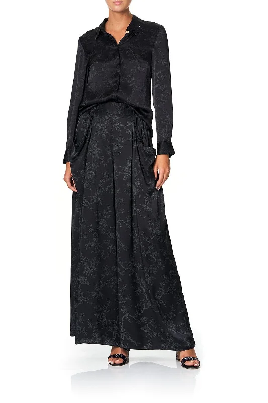 WIDE LEG PANT WITH GATHERED POCKETS NOIR BOUDOIR Classic Cropped Pants