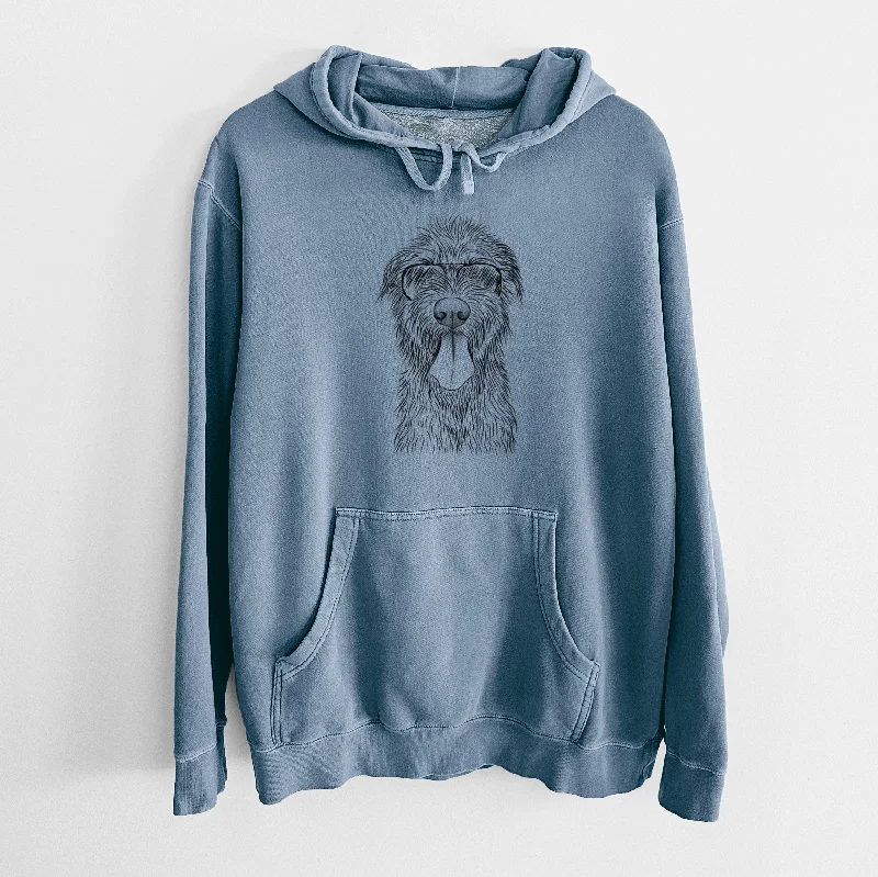 Aviator Sullivan the Irish Wolfhound - Unisex Pigment Dyed Hoodie Hoodie with Hidden Zipper Minimalist Clean