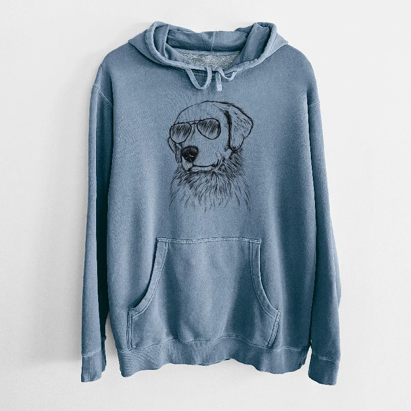 Aviator Quinn the Golden Retriever - Unisex Pigment Dyed Hoodie Hoodie with Side Slits Relaxed Casual