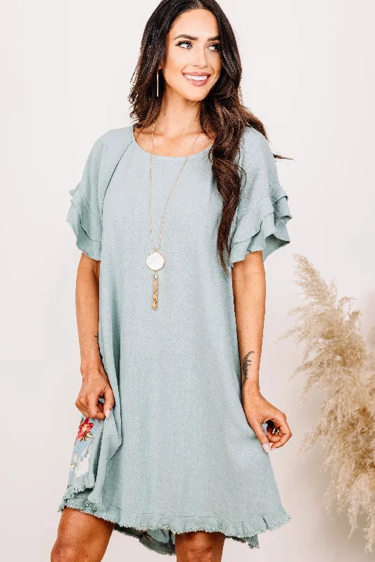 Take A Second Dusty Mint Floral Dress Tunics Luxurious high-end