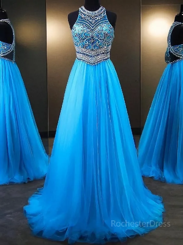 A-Line/Princess Jewel Sweep Train Tulle Evening Dresses With Beading Tunics Winter warm A-Line/Princess Jewel Sweep Train Tulle Evening Dresses With Beading Tunics Winter warm