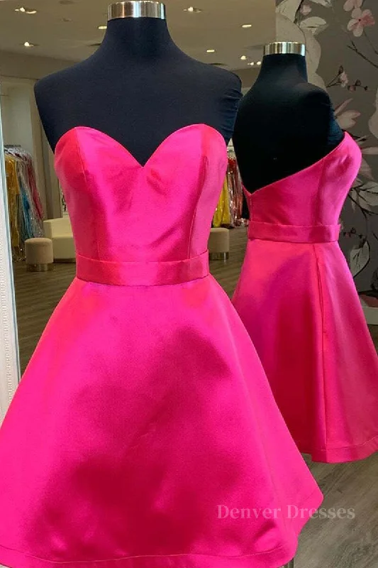 Cute Sweetheart Neck Short Hot Pink Prom Dress, Hot Pink Formal Graduation Homecoming Dress, Cocktail Dress Tunics Seasonal trendy Cute Sweetheart Neck Short Hot Pink Prom Dress, Hot Pink Formal Graduation Homecoming Dress, Cocktail Dress Tunics Seasonal trendy