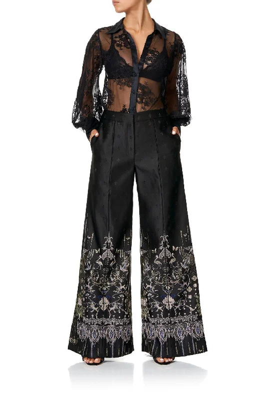 JACQUARD PANT WITH FRONT SEAMS REBELLE REBELLE Trendy Tapered Pants