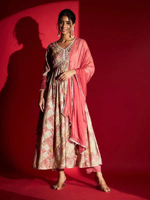 Women V Neck Printed And Embroidered Rayon Kurta Pant Dupatta Set Fashionable Track Pants Women V Neck Printed And Embroidered Rayon Kurta Pant Dupatta Set Fashionable Track Pants