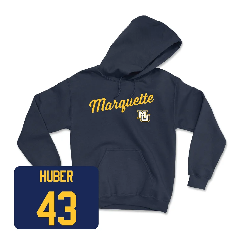 Navy Women's Lacrosse Script Hoodie - Molly Powers Hoodie with Button Classic Timeless
