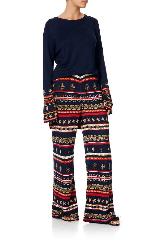 WIDE LEG JACQUARD KNIT PANT COSTUME PARTY Trendy Printed Leggings