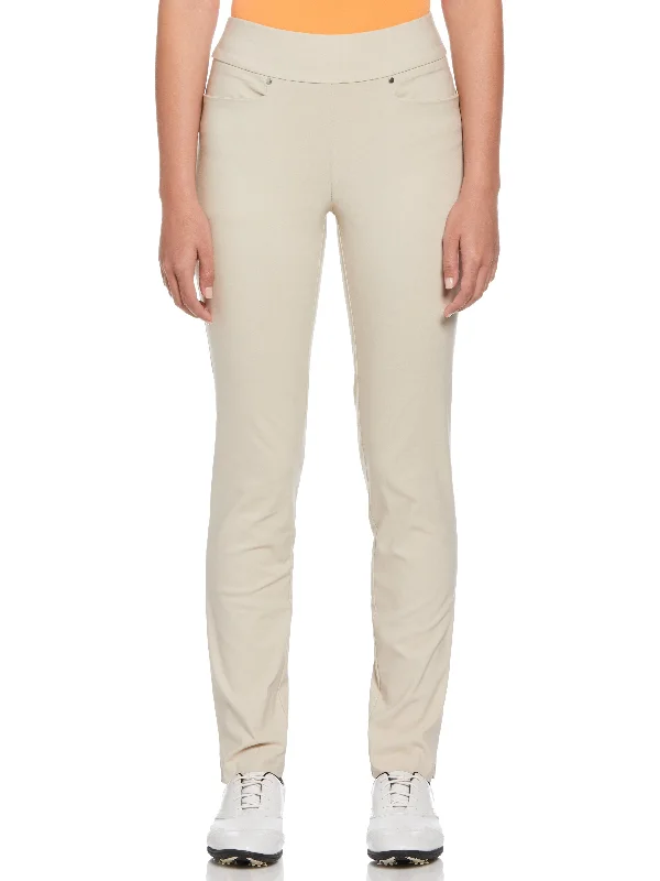Women's Solid Pull-On Golf Pant Casual Plaid Pants