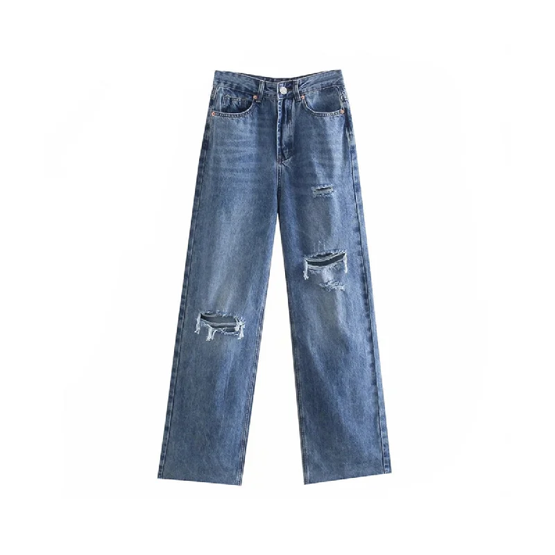 High Waist Denim Pants Elegant Silk Pants