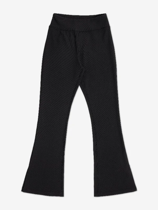 Danskin Girls High Waist Flared Pants in Black Soft Wool Pants