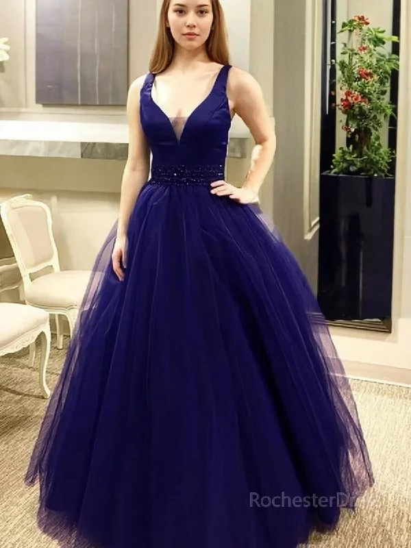 Ball Gown V-neck Floor-Length Tulle Evening Dresses With Beading Tunics Formal black Ball Gown V-neck Floor-Length Tulle Evening Dresses With Beading Tunics Formal black