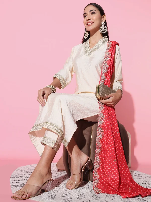 Women V-Neck Sequence Embroidered Work Gadhwal Fabric Kurta & Pant Set Comes With Muslin Fabric Dupatta Soft Stretch Leggings Women V-Neck Sequence Embroidered Work Gadhwal Fabric Kurta & Pant Set Comes With Muslin Fabric Dupatta Soft Stretch Leggings